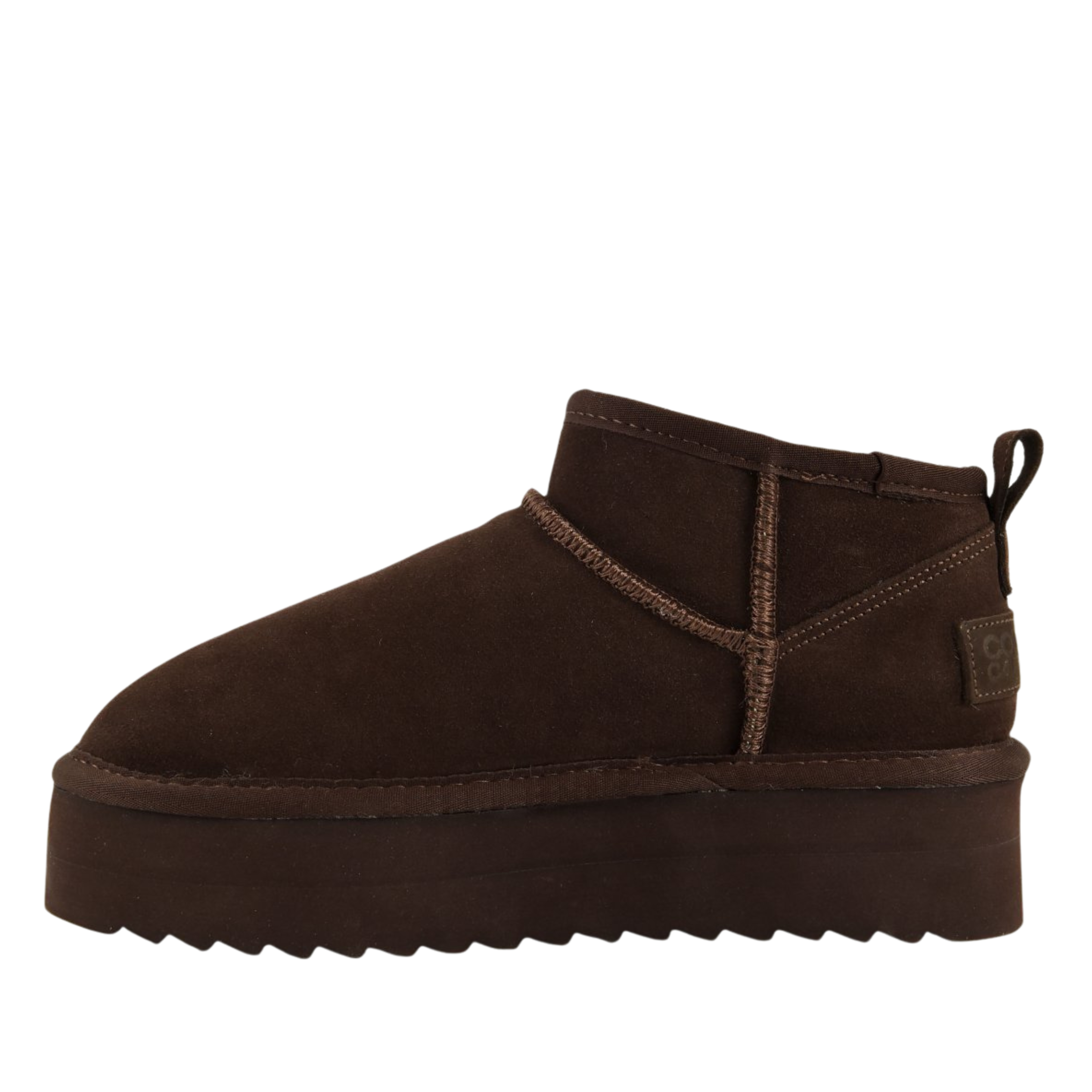 STIVALETTI TACCO BASSO PLATFORM A GAMBALE CORTO IN PELLE SCAMOSCIATA DONNA MARRONE
