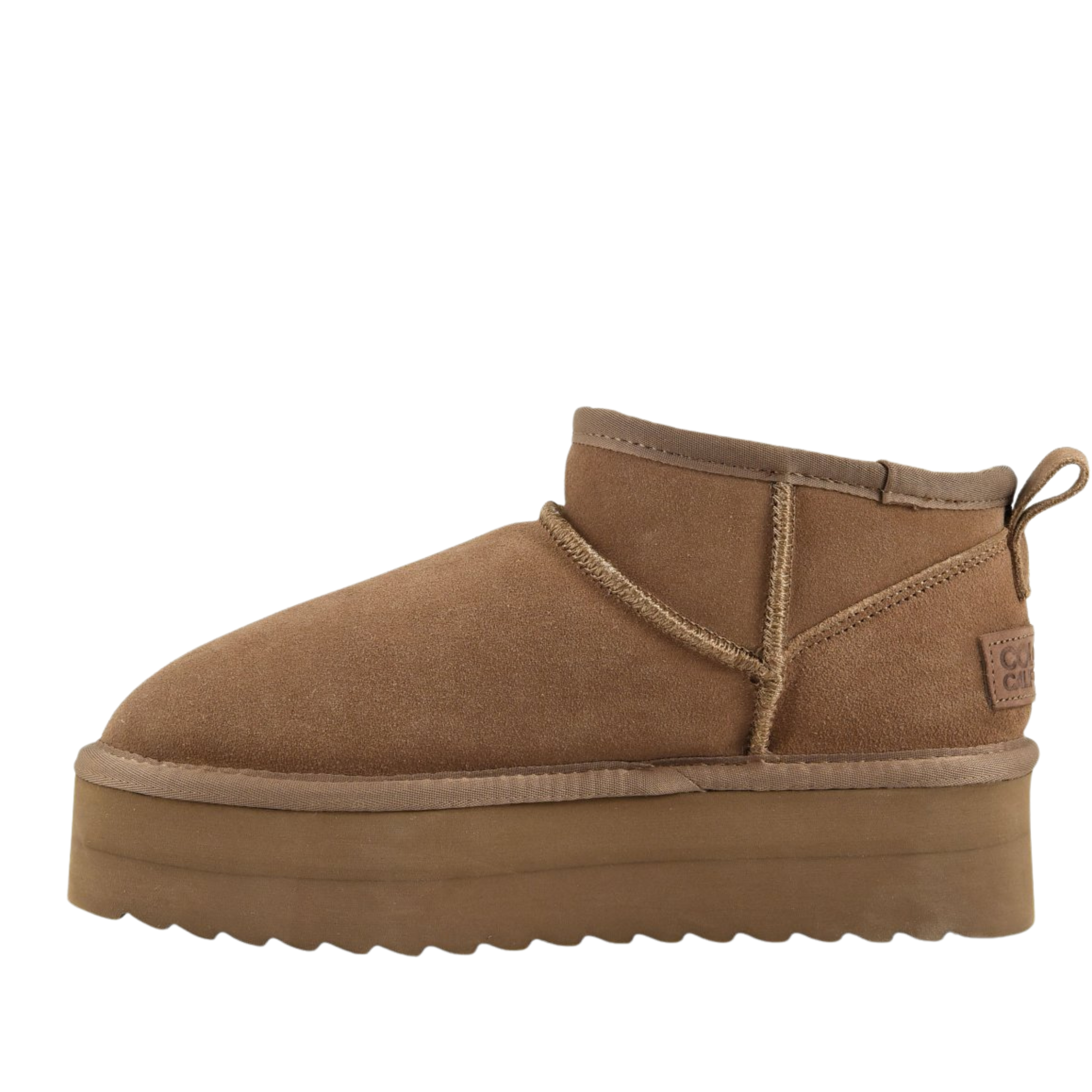 STIVALETTI TACCO BASSO PLATFORM A GAMBALE CORTO IN PELLE SCAMOSCIATA DONNA TORTORA