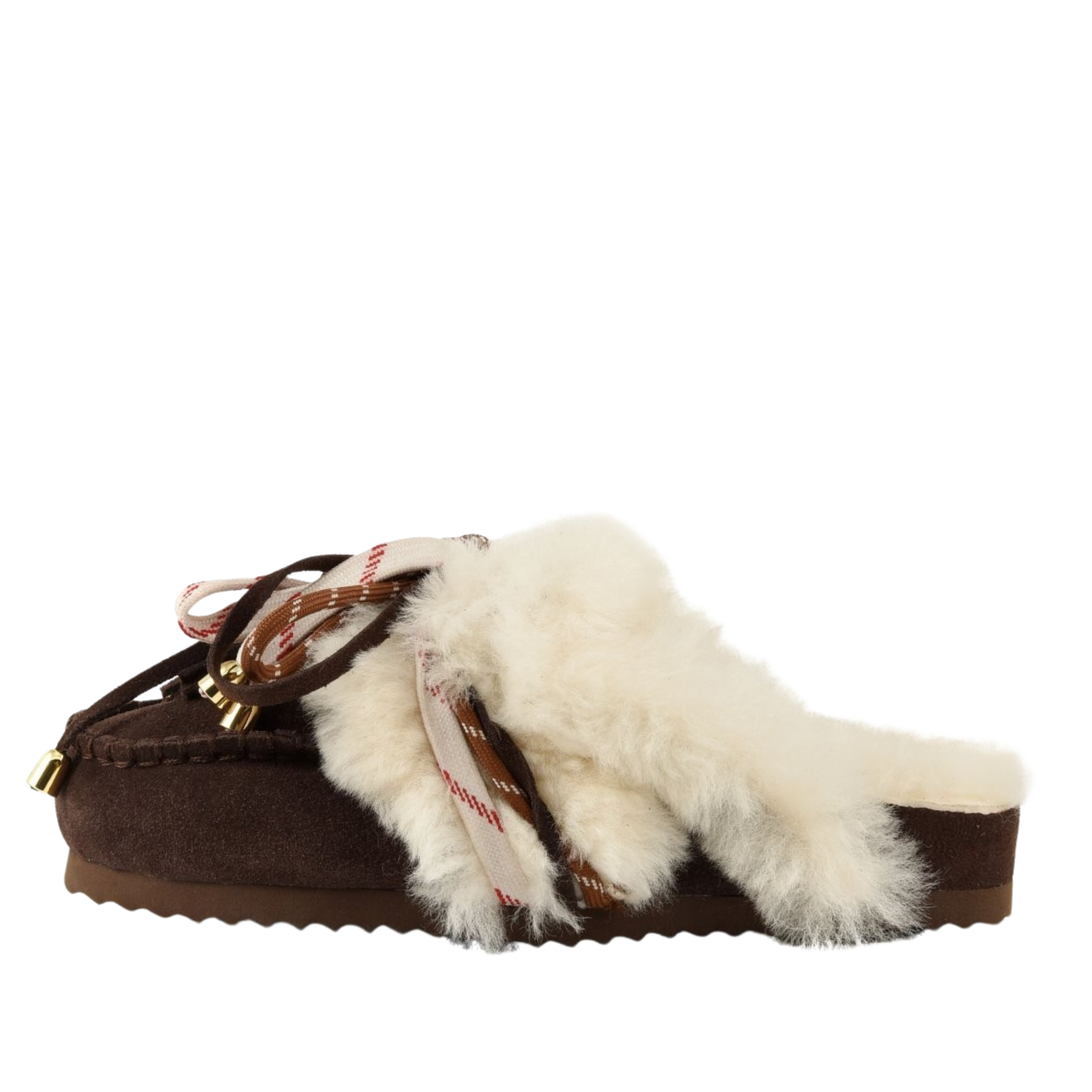 SABOT IN PELLE SCAMOSCIATA CON DETTAGLI BOHO DONNA MARRONE