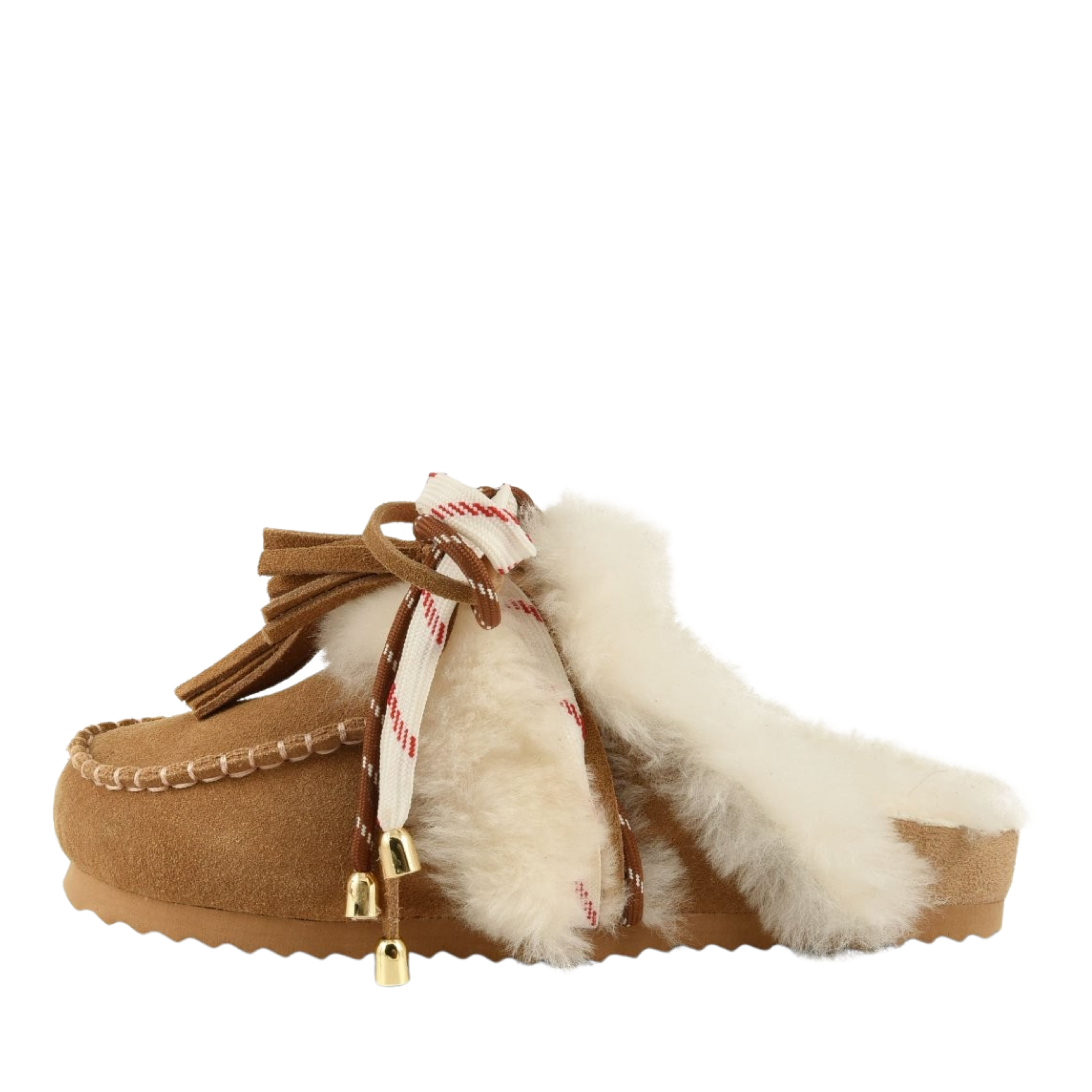 SABOT IN PELLE SCAMOSCIATA CON DETTAGLI BOHO DONNA BEIGE