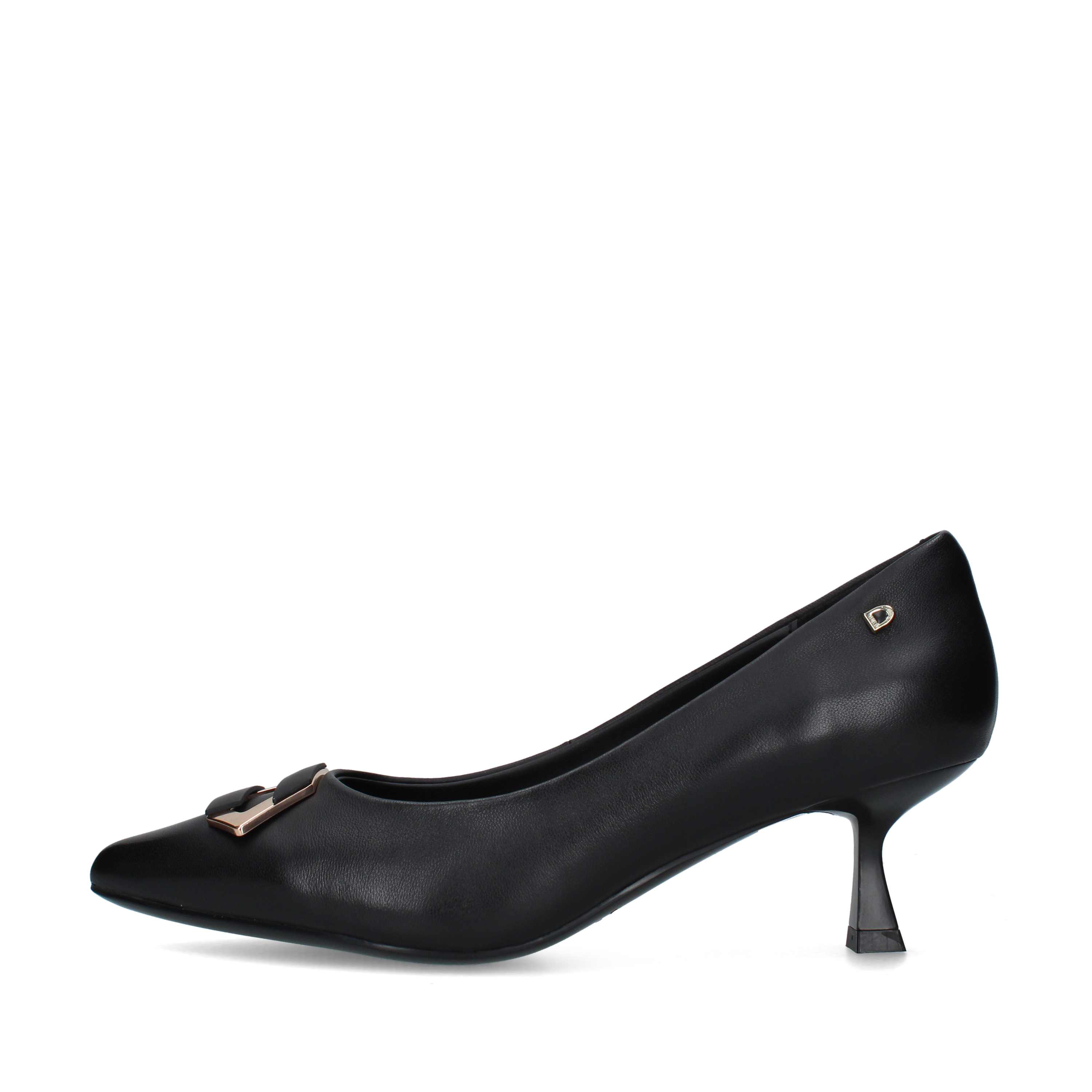 DÉCOLLETÉ IN PELLE CON FIBBIA DECORATIVA E TACCO 5 CM DONNA NERO