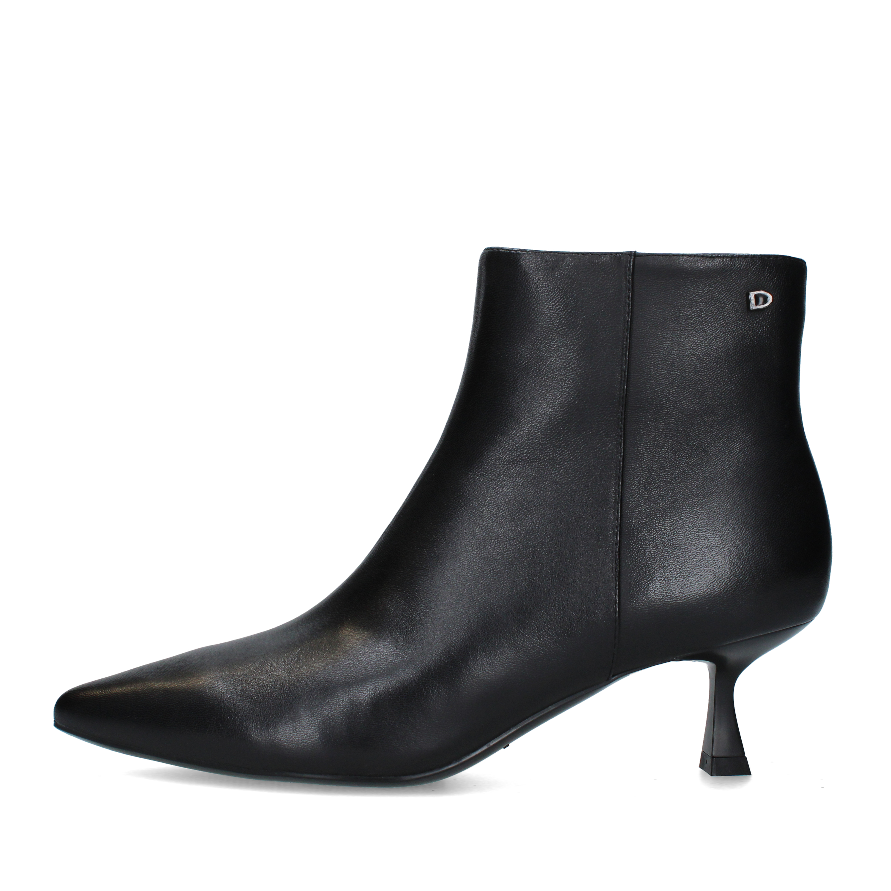 STIVALETTI TACCO ALTO IN PELELE CON ZIP LATERALE DONNA NERO