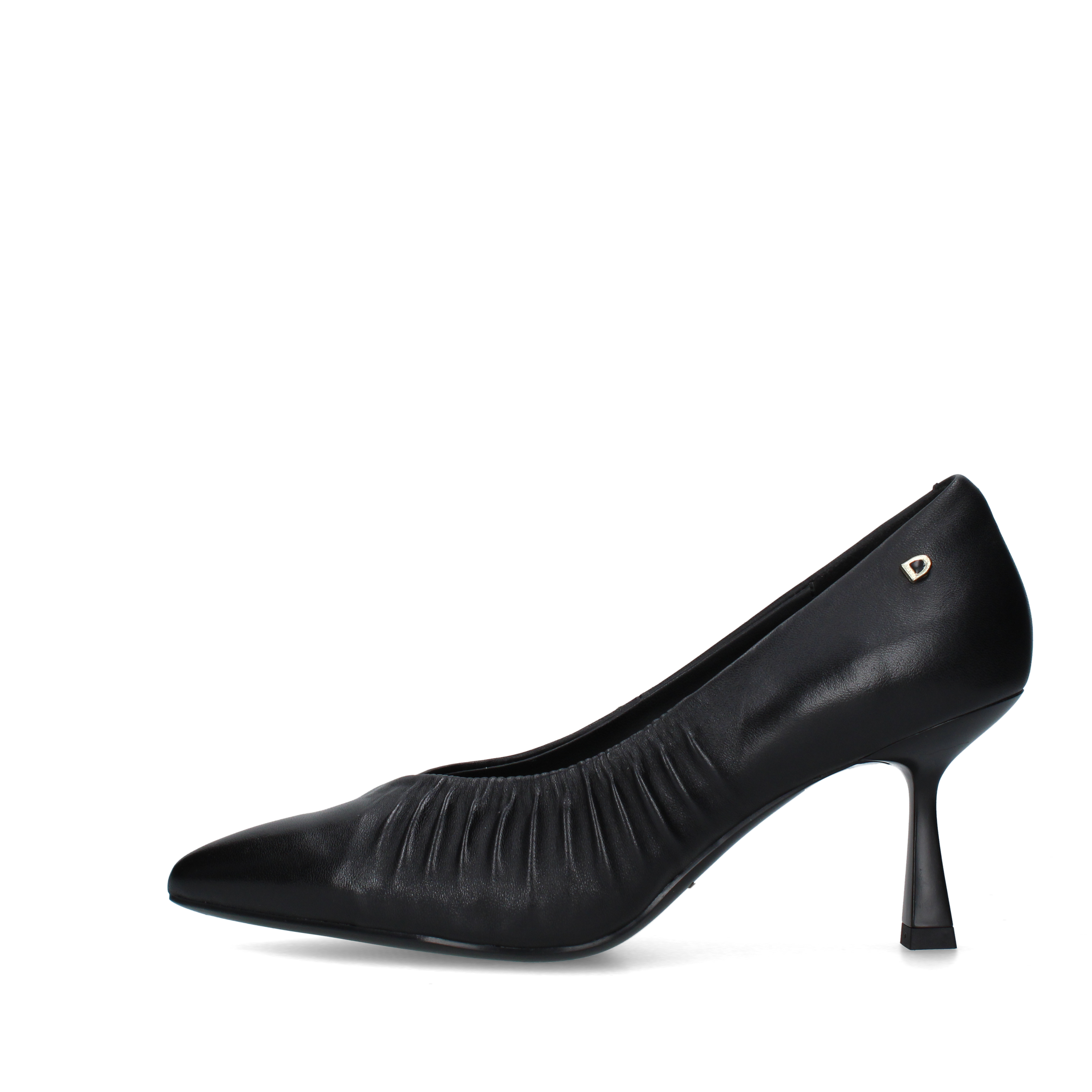DÉCOLLETÉ IN PELLE CON ARRICCIATURA LATERALE  E TACCO SOTTILE DONNA NERO