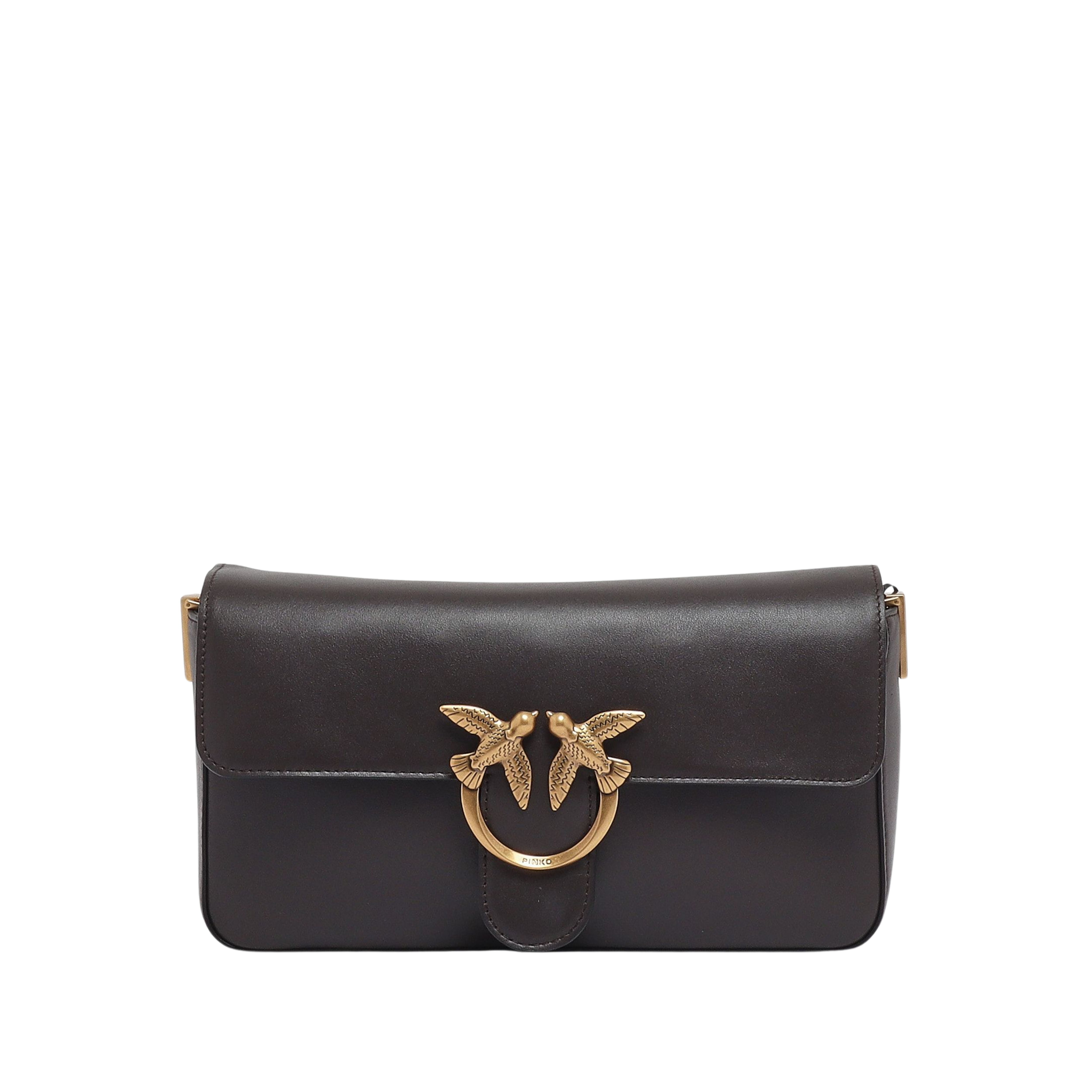 BORSA A TRACOLLA IN PELLE CON PATTA DONNA MARRONE