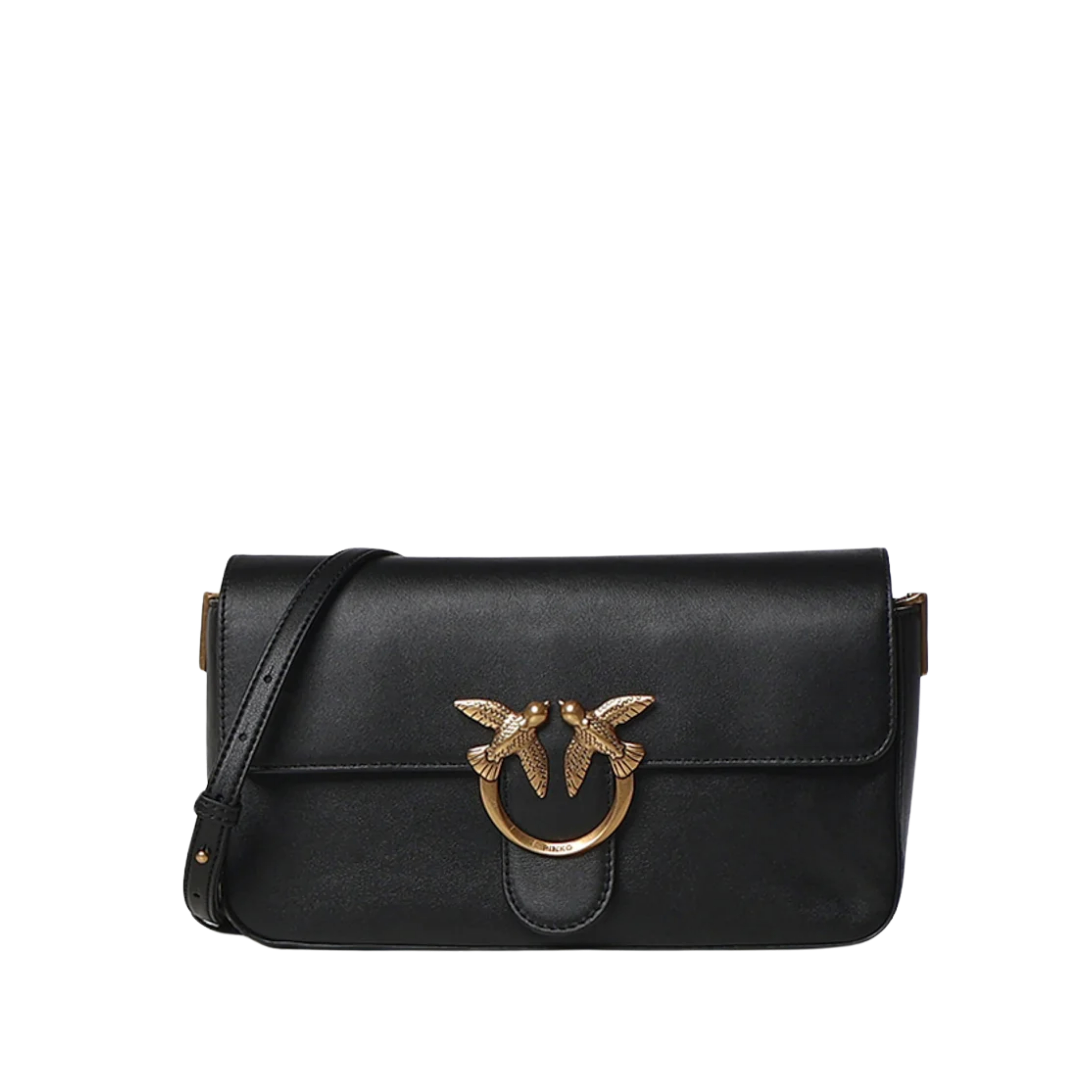 BORSA A TRACOLLA IN PELLE CON PATTA DONNA NERO