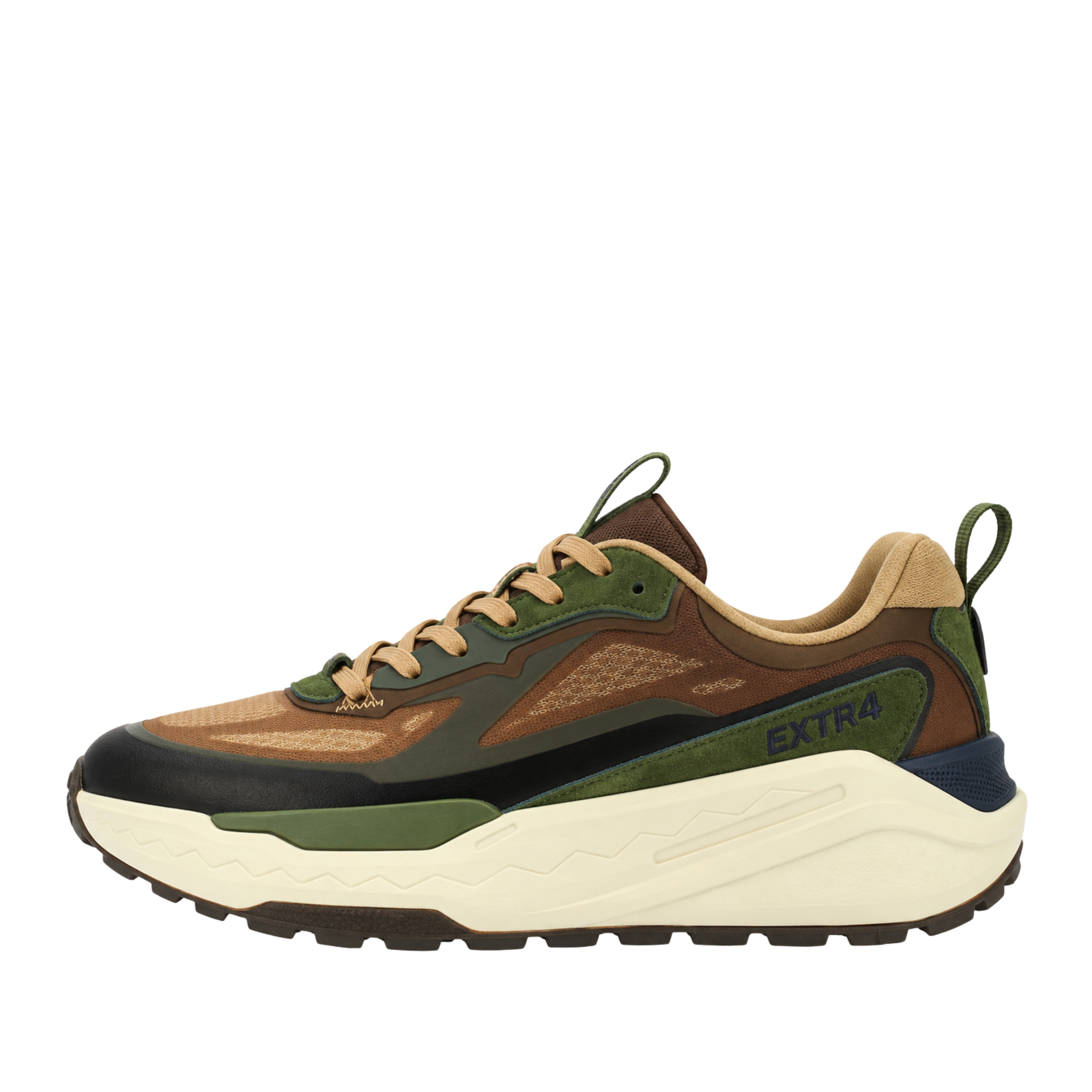 SNEAKERS BASSE IN CAMOSCIO E MESH CON FONDO MAXI AMMORTIZZATO UOMO BEIGE