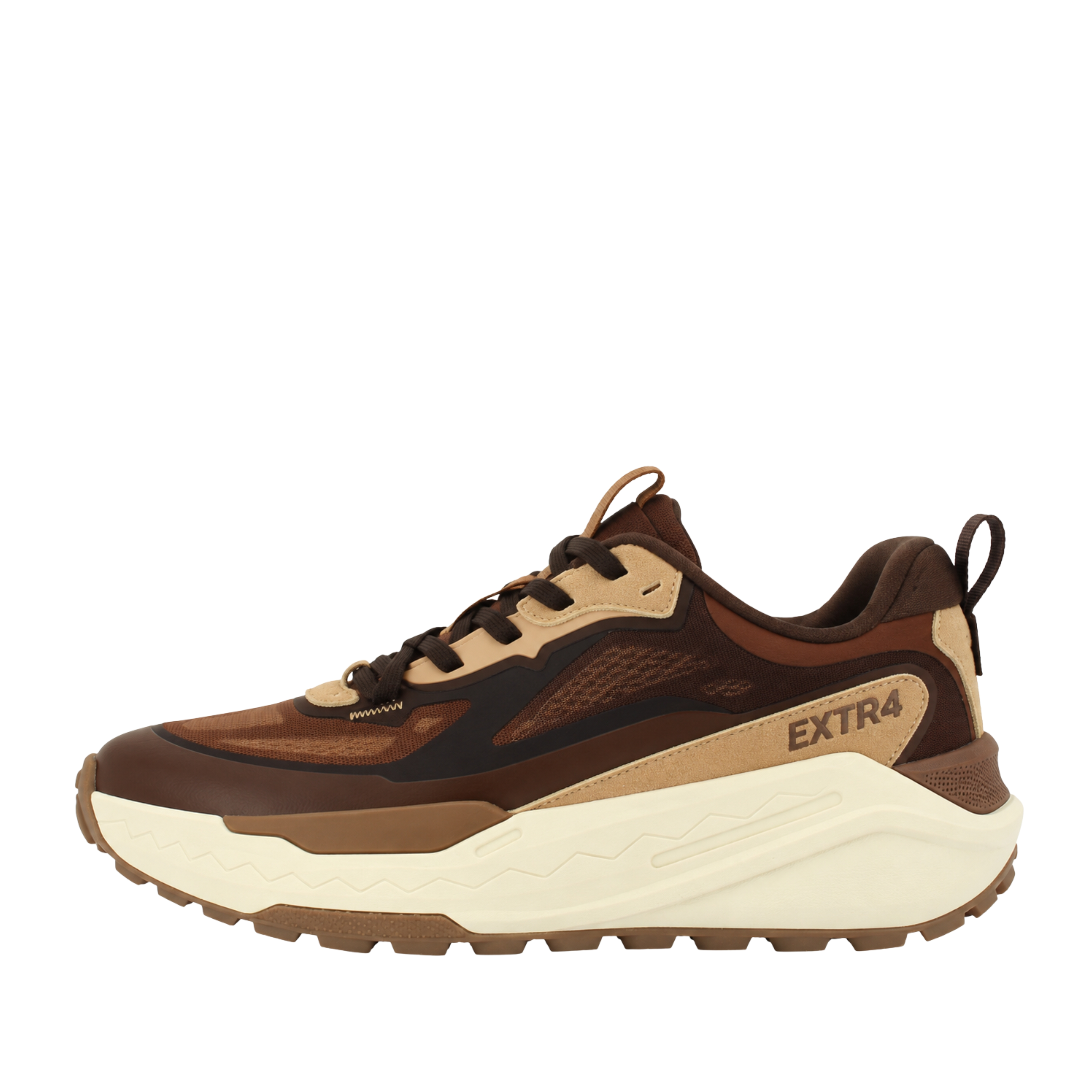SNEAKERS BASSE IN CAMOSCIO E MESH CON FONDO MAXI AMMORTIZZATO DONNA MARRONE