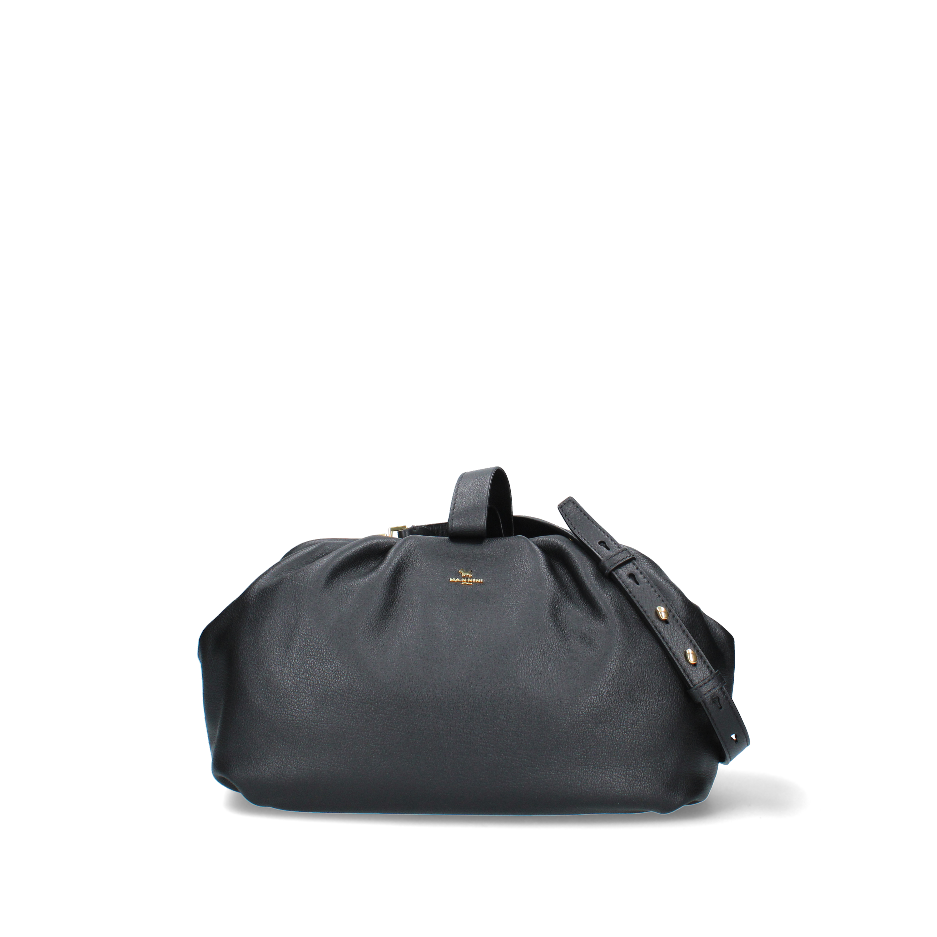 BORSA A MANO ARRICCIATA CON TRACOLLA DONNA NERO