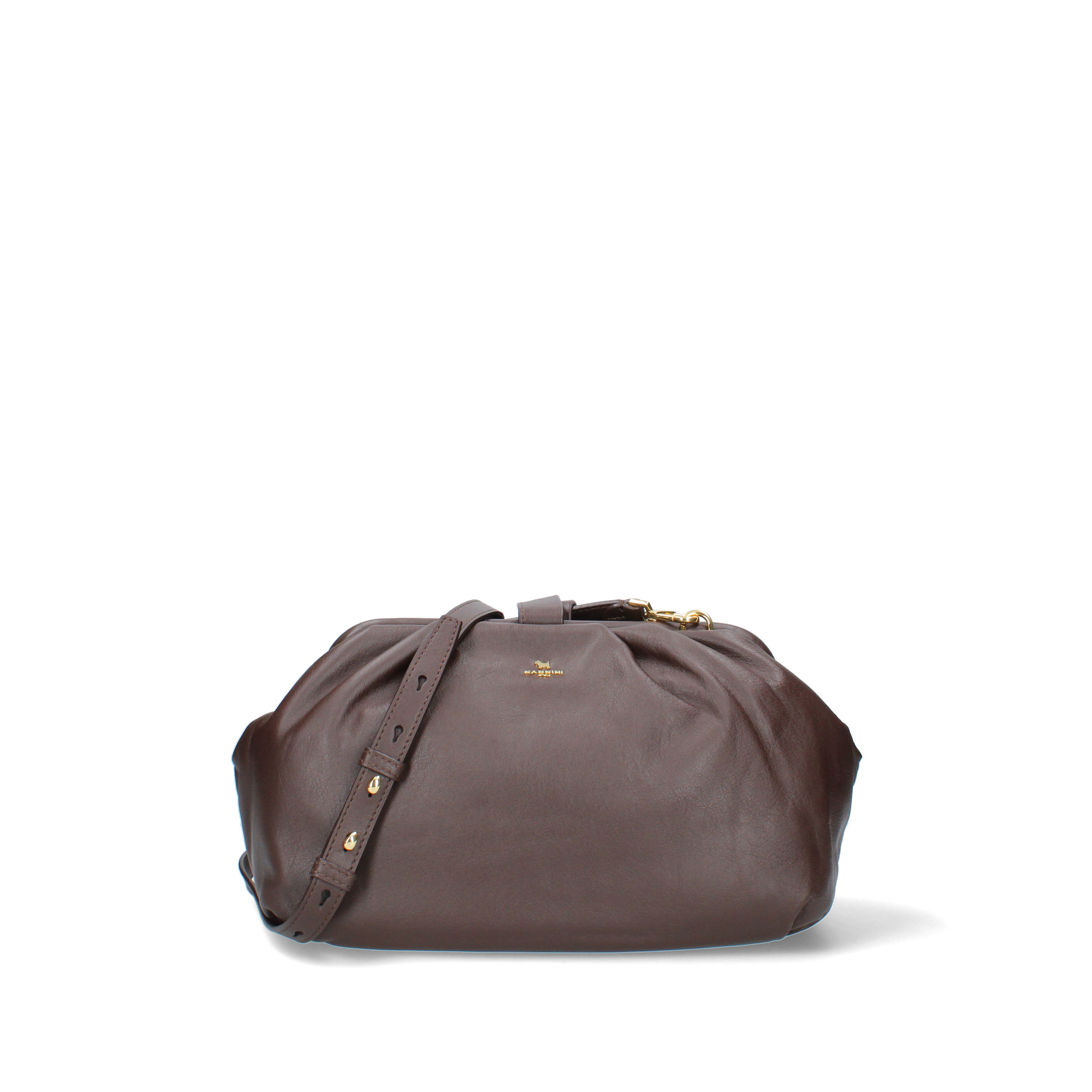 BORSA A MANO ARRICCIATA CON TRACOLLA DONNA MARRONE