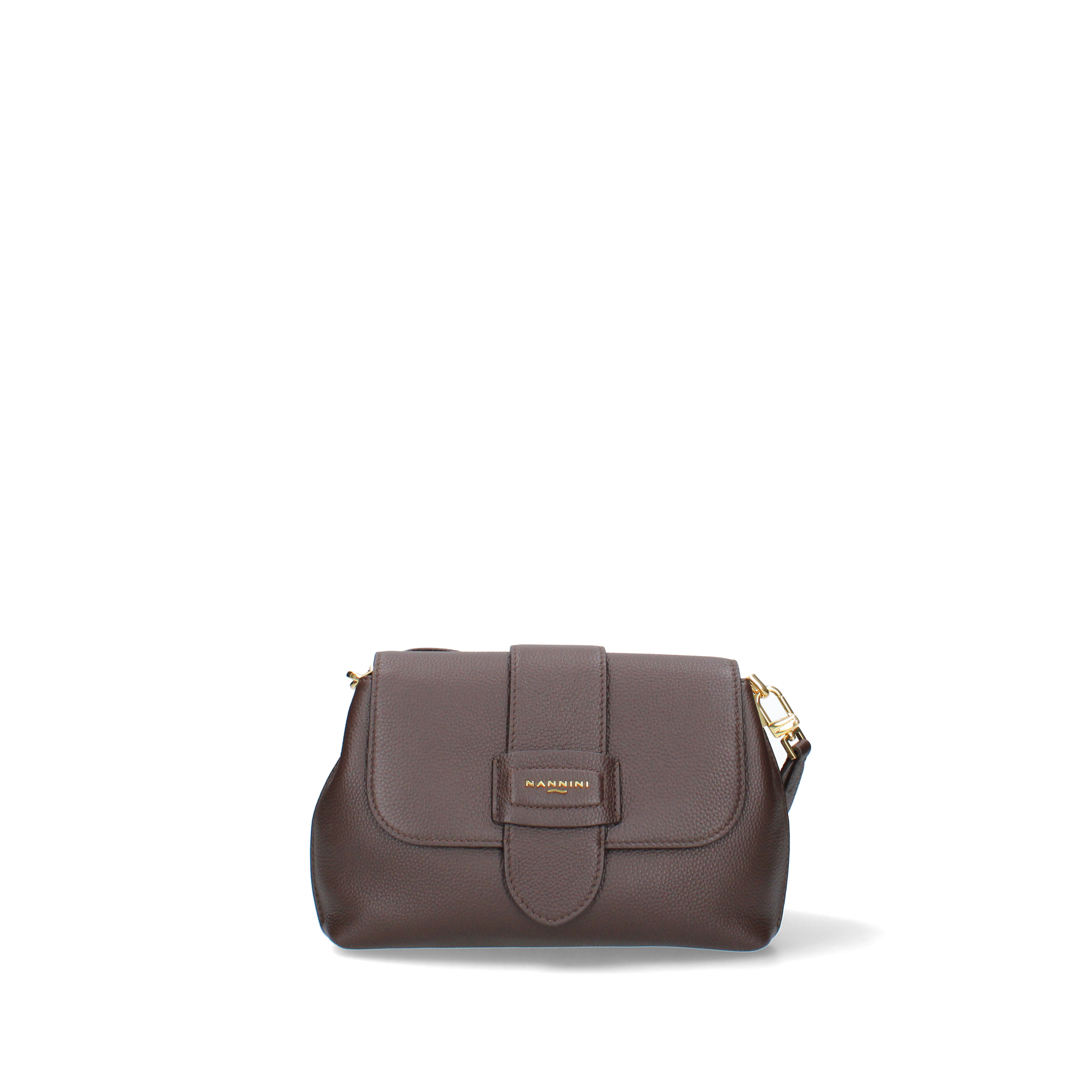 BORSA A TRACOLLA IN PELLE MARTELLATA CON PATTA DONNA MARRONE