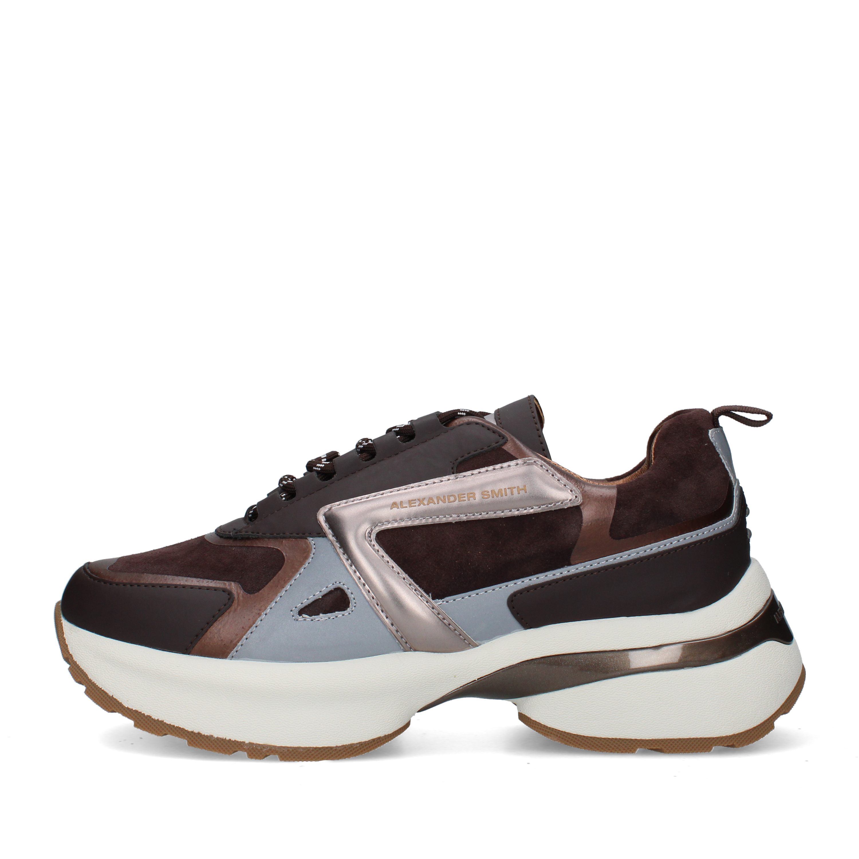 SNEAKERS BASSE CON INSERTI METALLIZZATI DONNA MARRONE