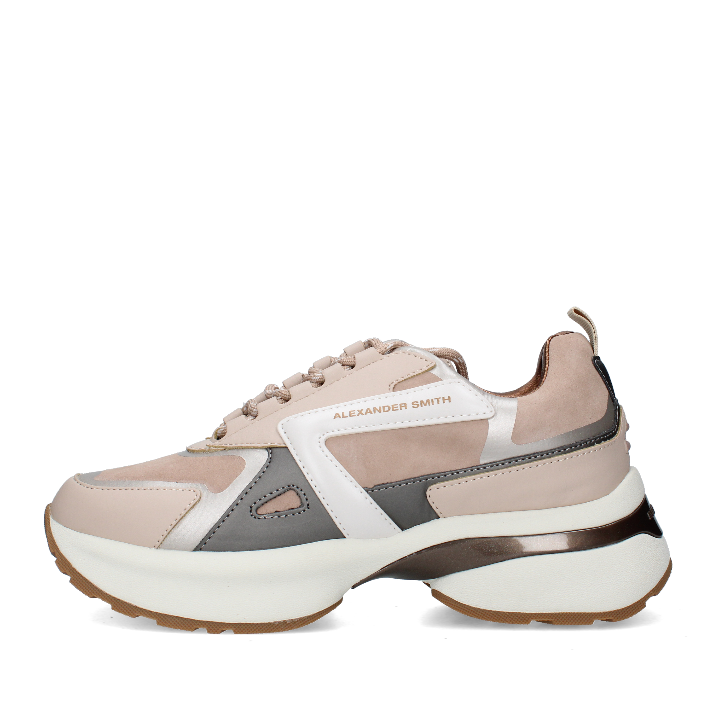 SNEAKERS BASSE CON INSERTI METALLIZZATI DONNA TORTORA