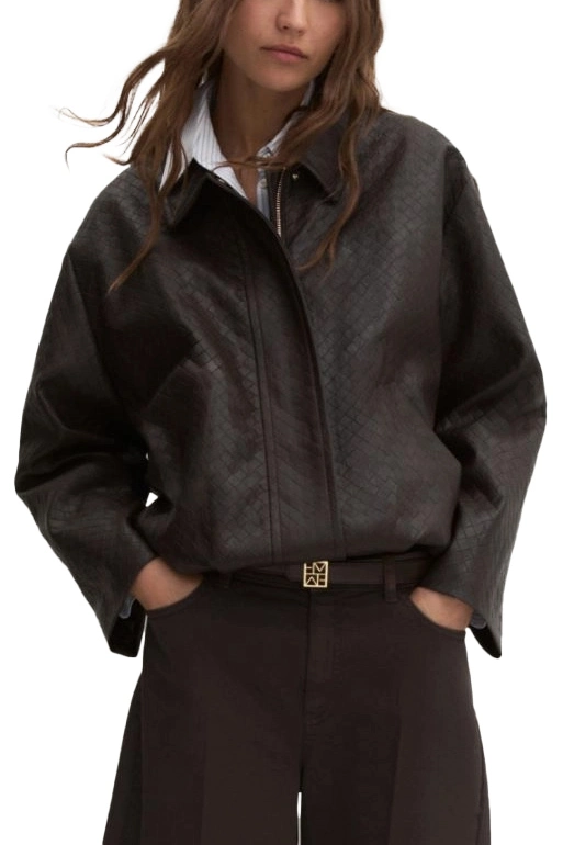 GIACCA CORTA STILE BOMBER CON EFFETTO INTRECCIATO DONNA MARRONE