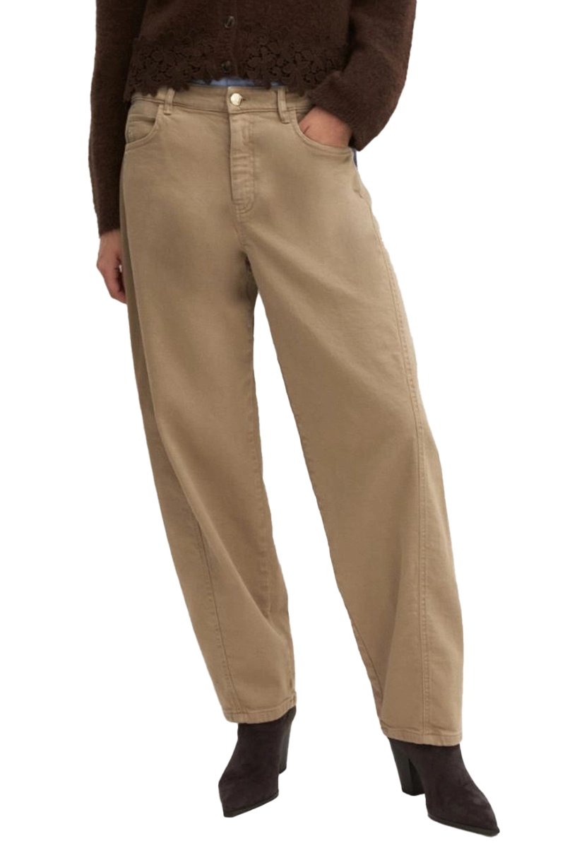 JEANS BOYFRIEND BARREL IN COTONE STRETCH EFFETTO OLD DONNA BEIGE