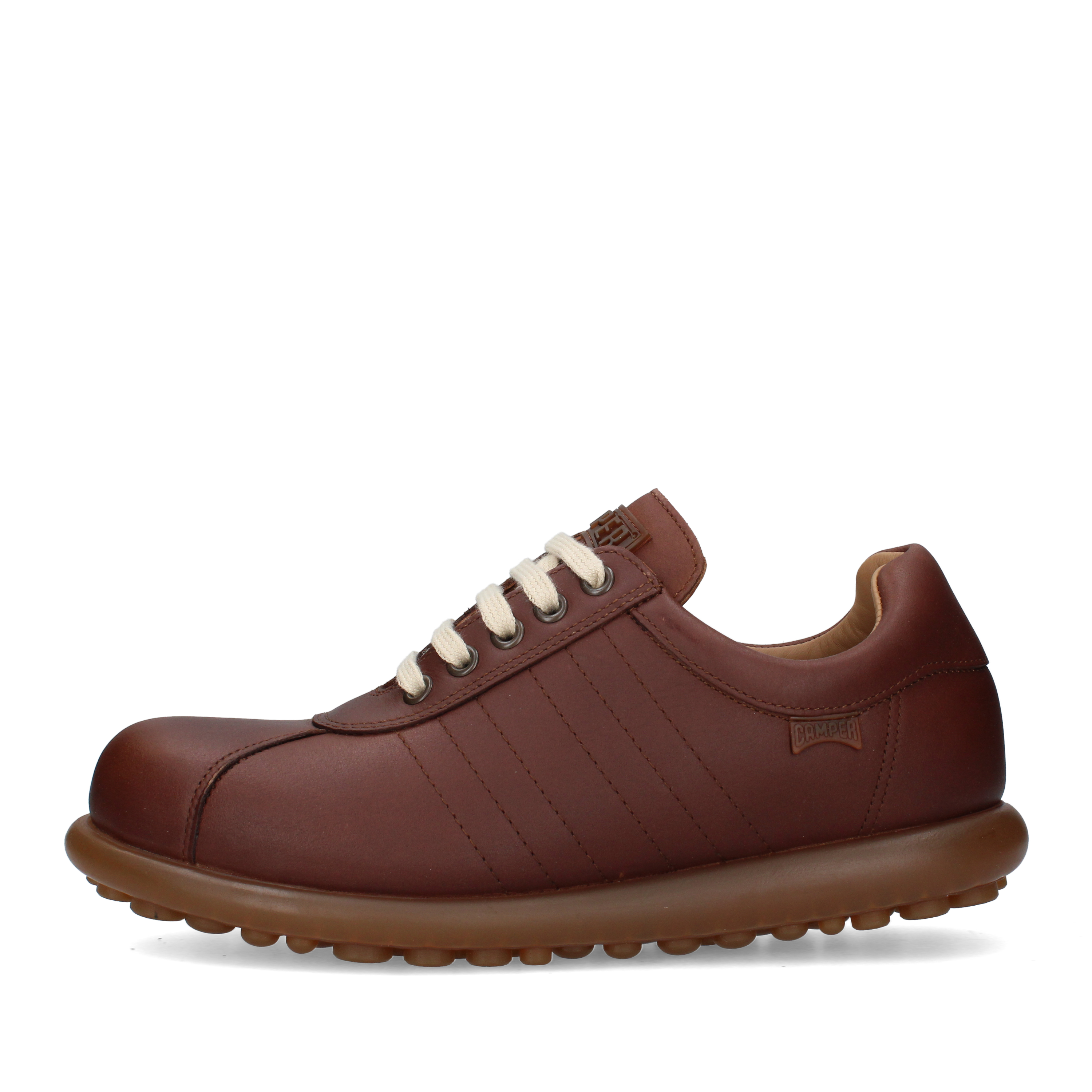 SNEAKERS BASSE IN PELLE CON CUCITURE LATERALI UOMO MARRONE