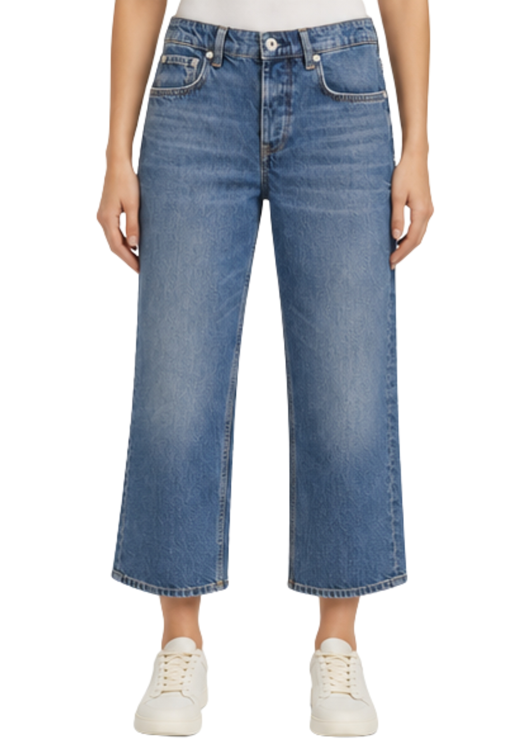 JEANS CROPPED 5 TASCHE IN DENIM DONNA BLU