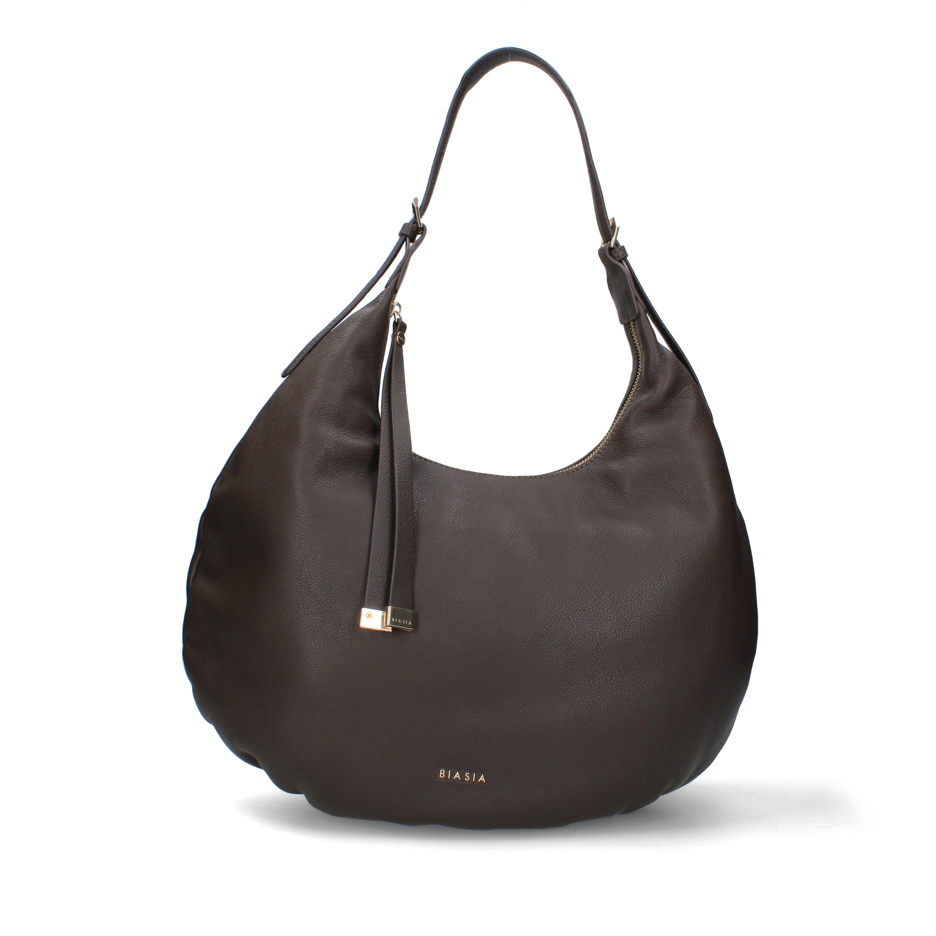 BORSA A SPALLA MEZZALUNA IN PELLE DONNA MARRONE