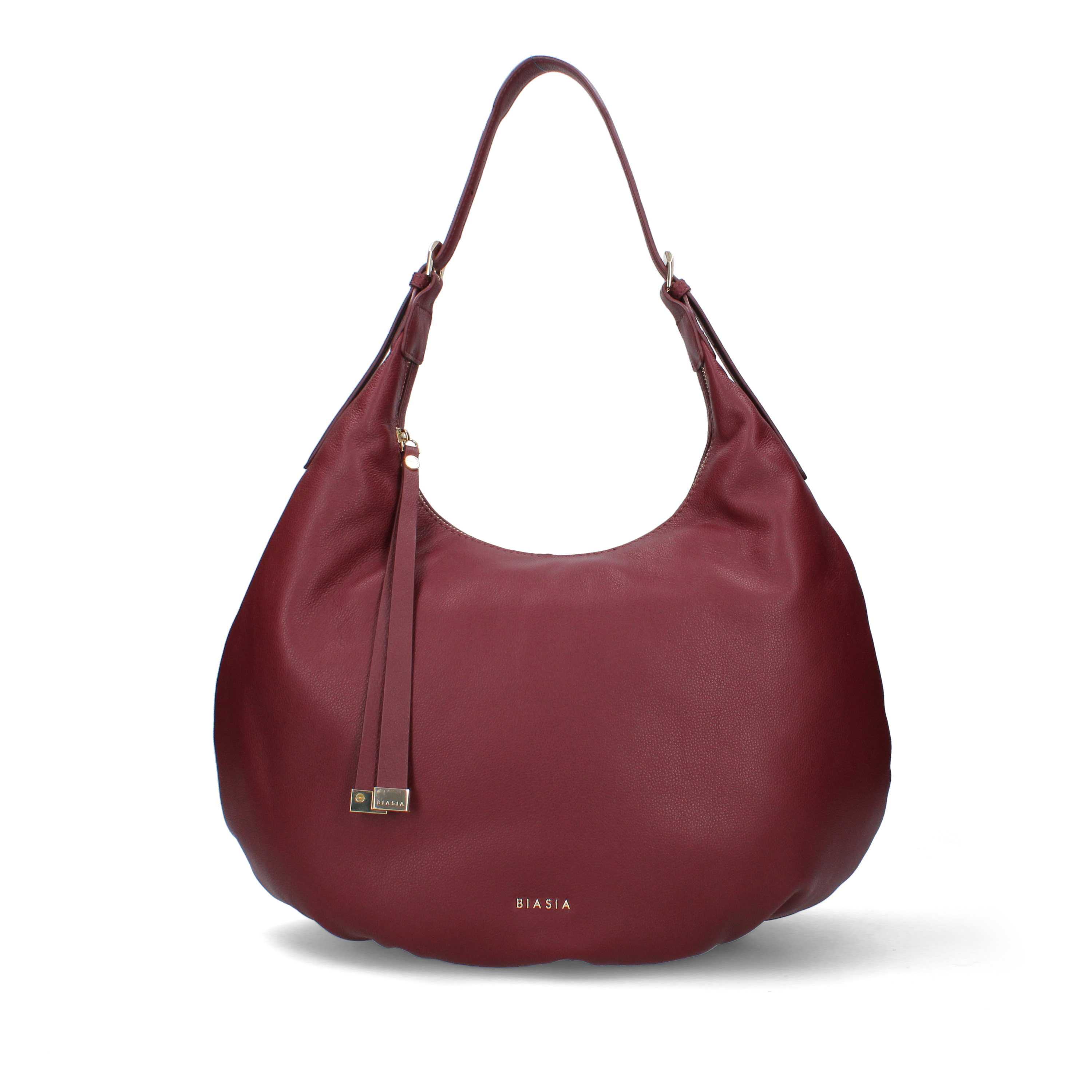 BORSA A SPALLA A MEZZALUNA IN PELLE DONNA BORDEAUX