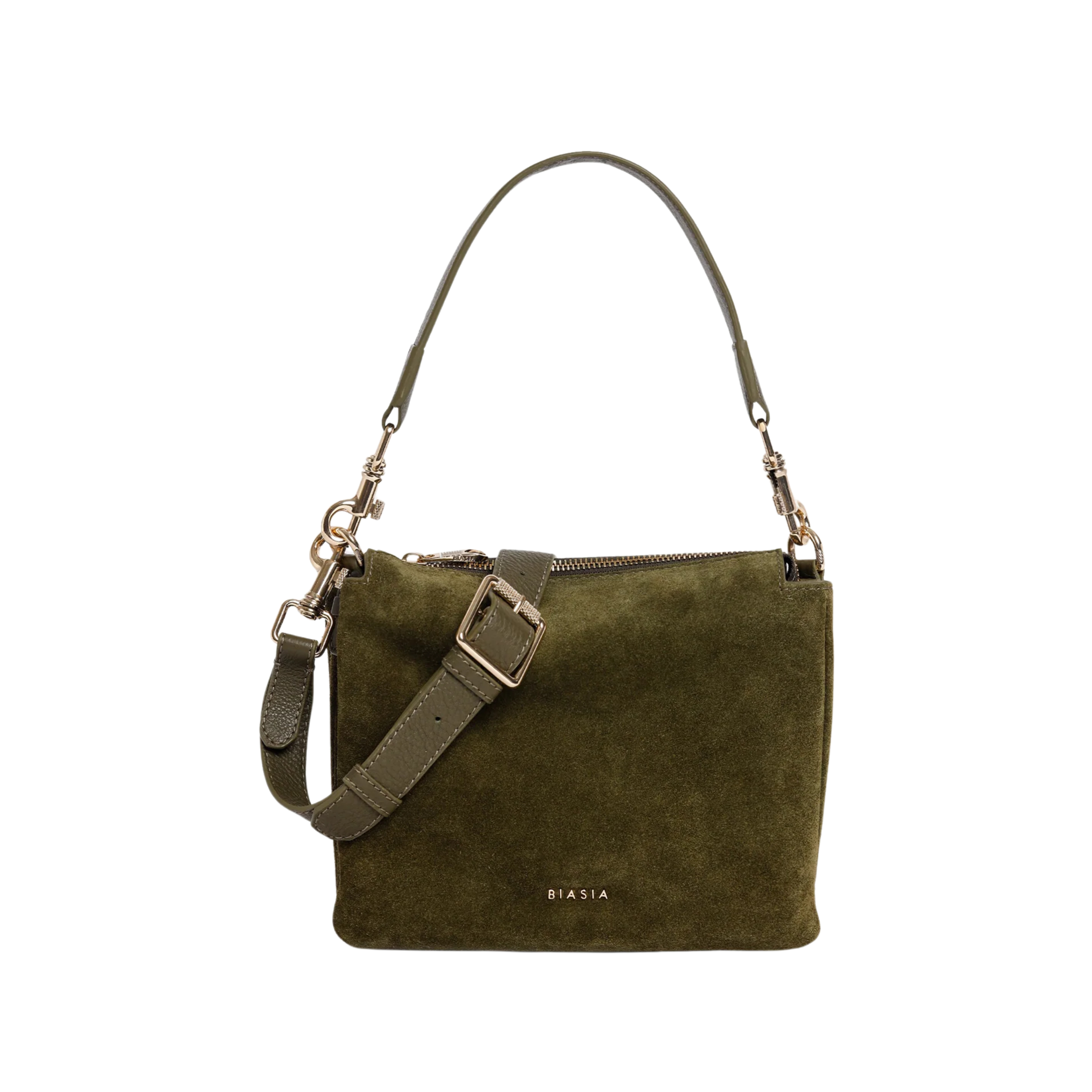 BORSA A SPALLA IN PELLE SCAMOSCIATA DONNA VERDE