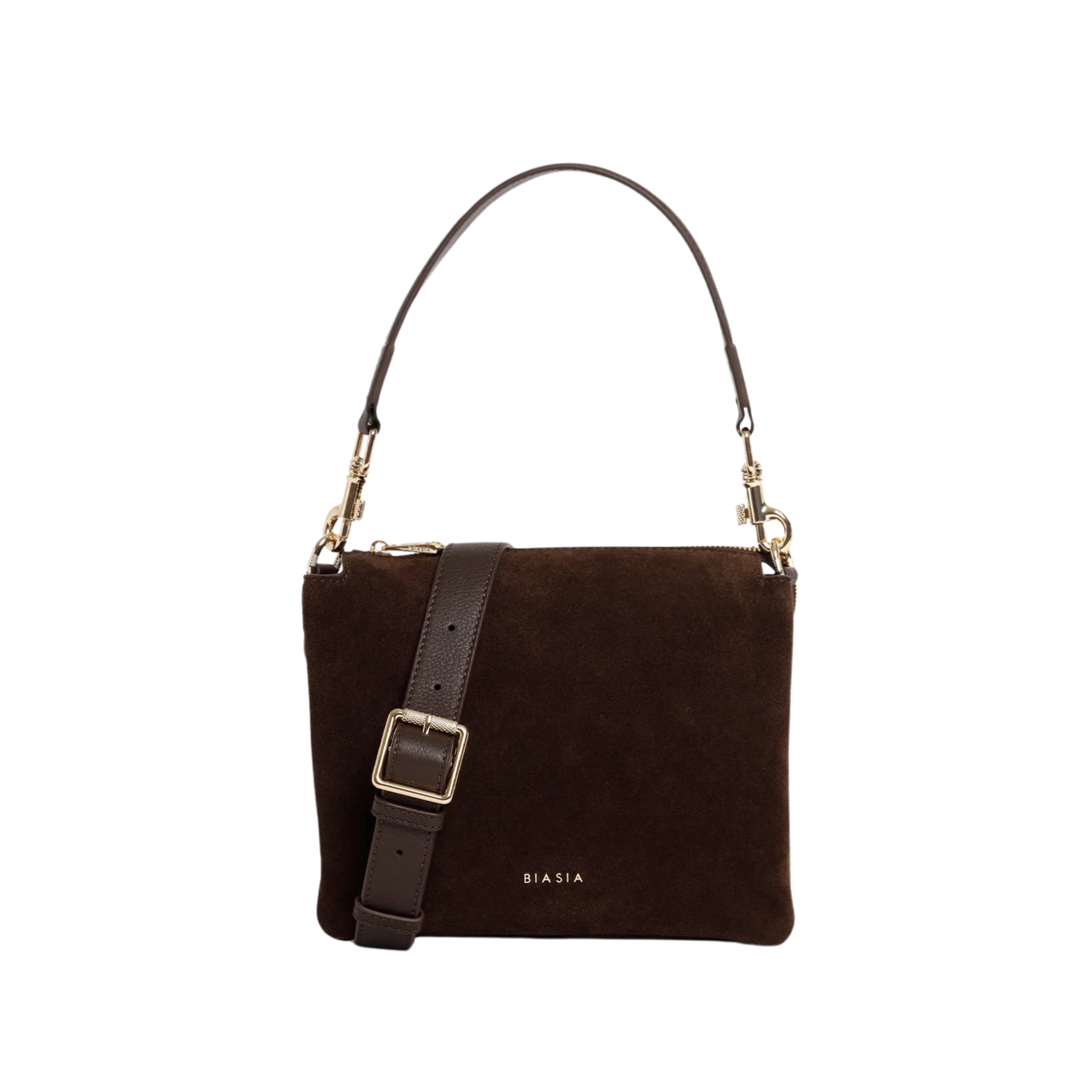 BORSA A SPALLA IN PELLE CON TRACOLLA DONNA MARRONE