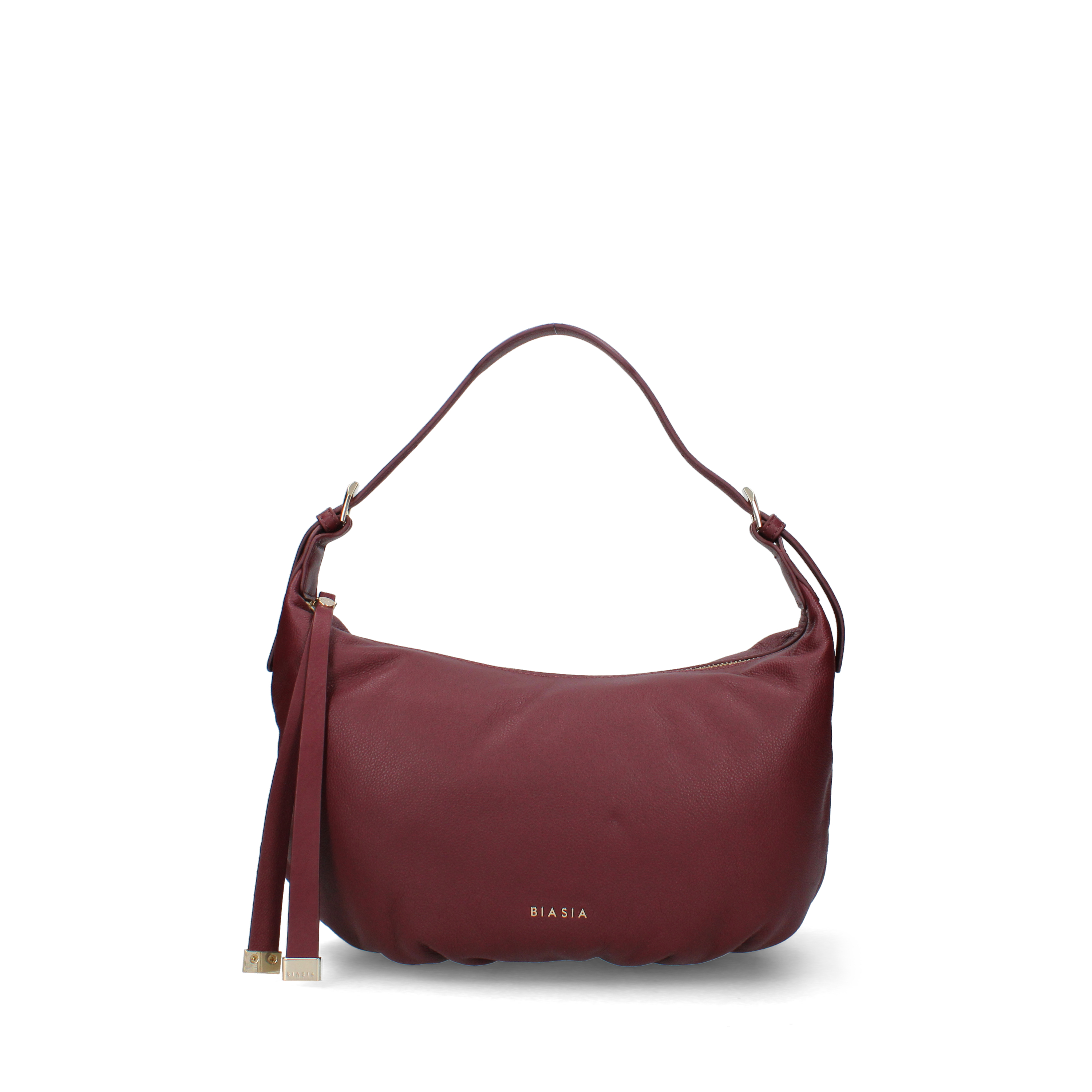 BORSA A SPALLA CON TRACOLLA IN PELLE DONNA BORDEAUX