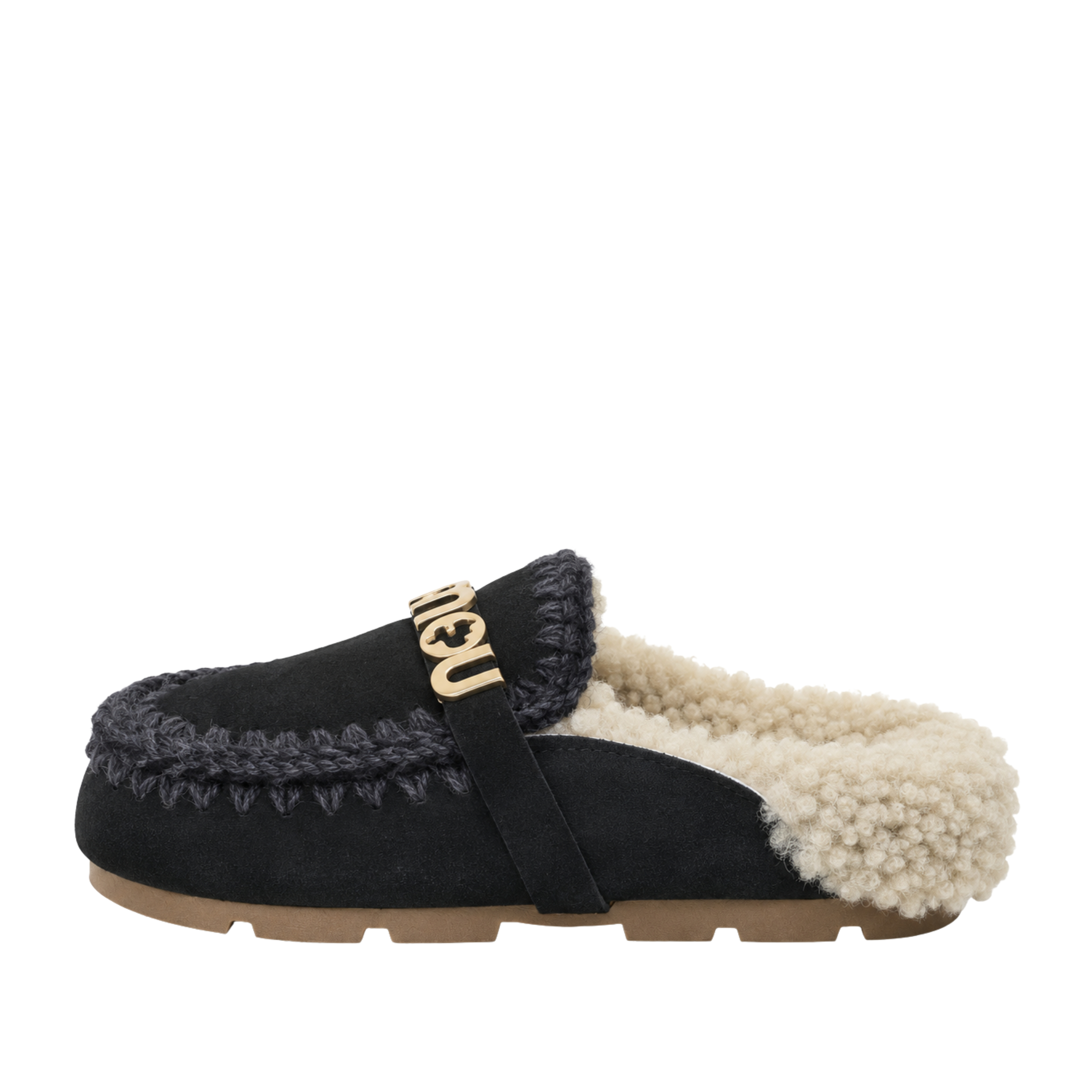SABOT VERA PELLE E PELLICCIA DONNA NERO
