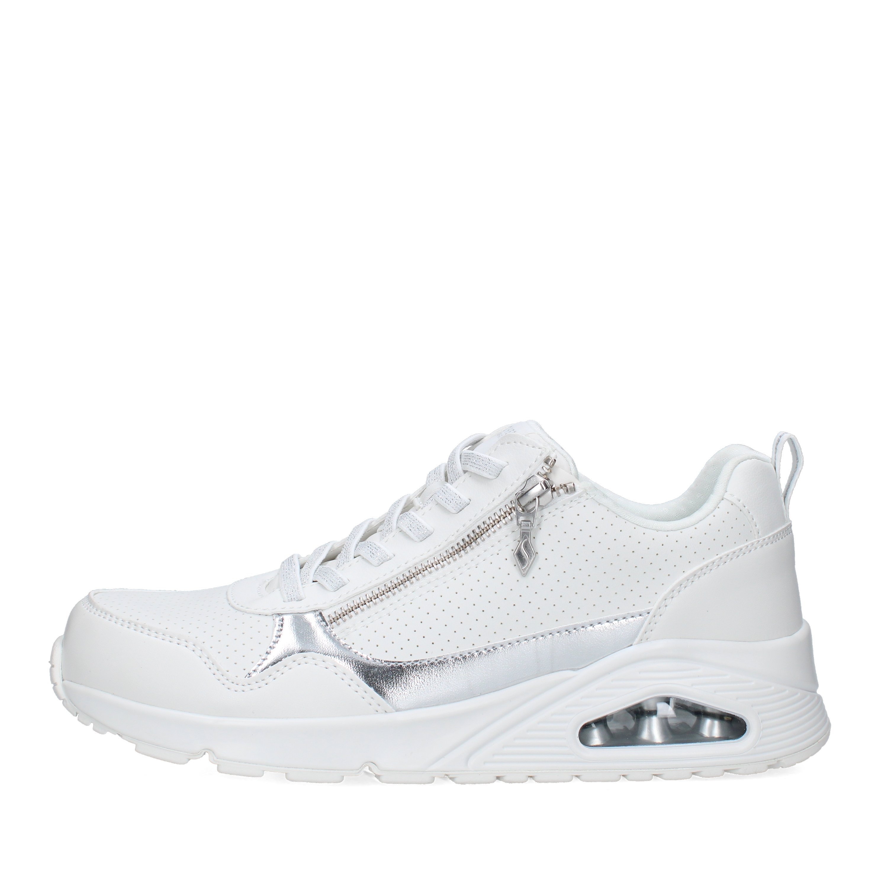 SNEAKERS BASSE CON ZIP E DETTAGLI ARGENTATI DONNA BIANCO