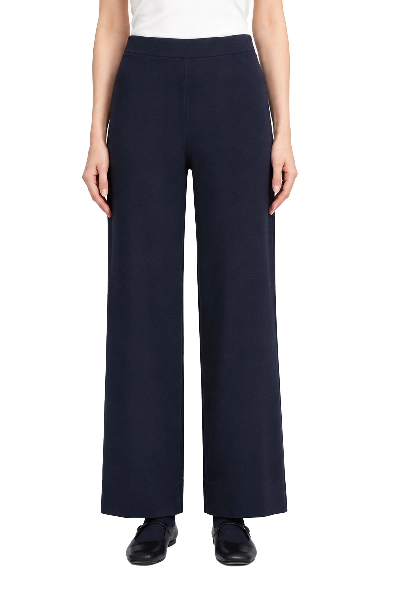 PANTALONI PALAZZO IN MAGLIA DI MISTO VISCOSA DONNA BLU