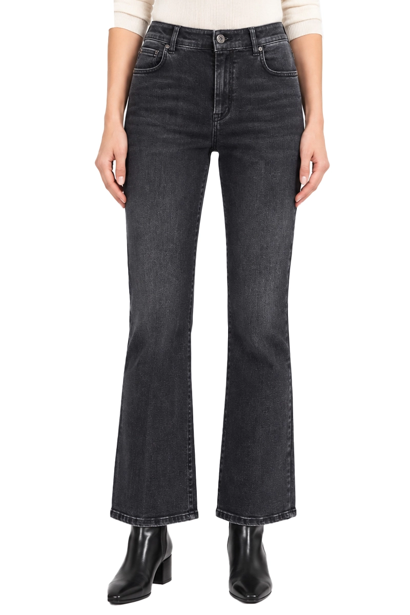 JEANS SKINNY CON TAGLIO CROPPED DONNA NERO