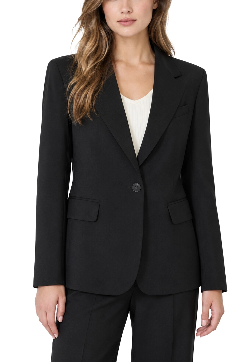 BLAZER MONOPETTO IN PURA LANA NATURAL STRETCH DONNA NERO