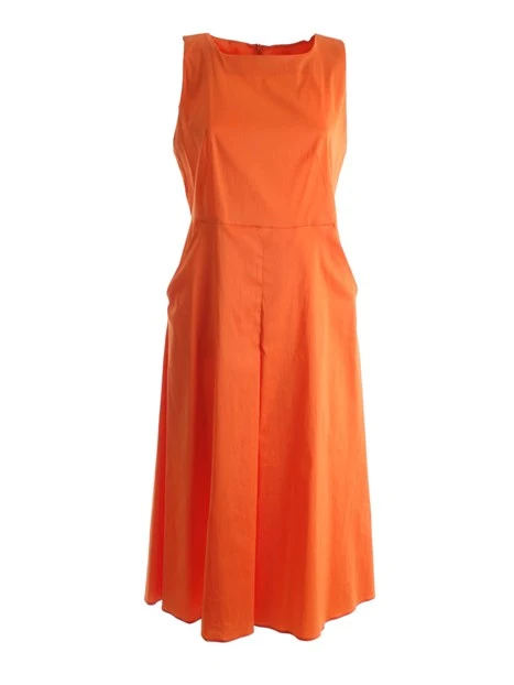 ABITO MIDI IN POPELINE DI COTONE DONNA ARANCIO