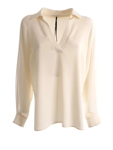 BLUSA ART.365 CON COLLO A POLO DONNA BIANCO