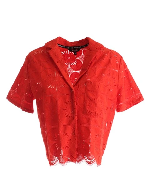 CAMICIA CORTA IN PIZZO DONNA ARANCIO