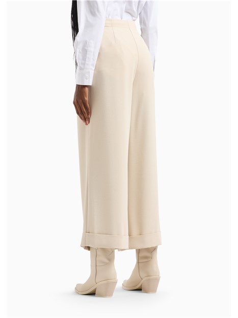 PANTALONI CROPPED PALAZZO CON RISVOLTO DONNA BEIGE