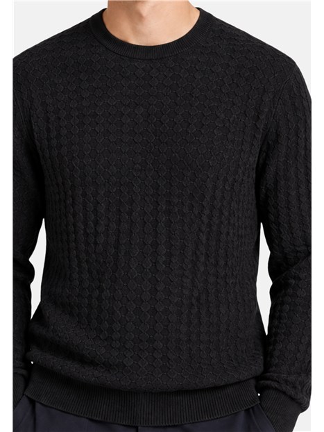 MAGLIA GIROCOLLO CON LAVORAZIONE A RILIEVO UOMO NERO