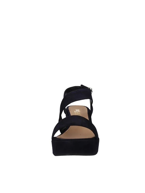 SANDALI TACCO ALTO SCAMOSCIATI CON PLATEAU E CINTURINO DONNA BLU