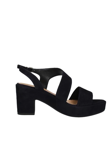 SANDALI TACCO ALTO SCAMOSCIATI CON PLATEAU E CINTURINO DONNA BLU