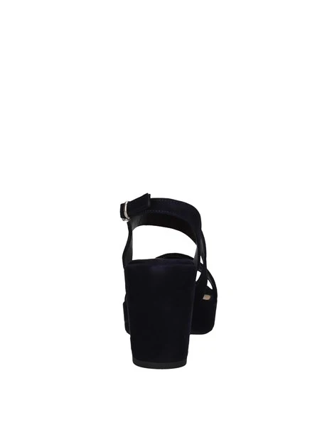 SANDALI TACCO ALTO SCAMOSCIATI CON PLATEAU E CINTURINO DONNA BLU