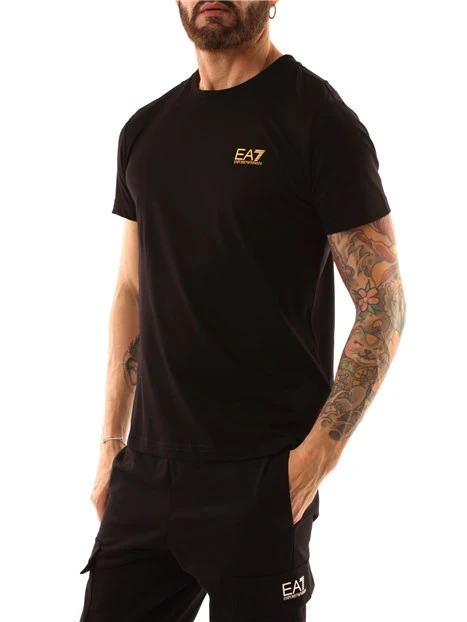 T-SHIRT MANICA CORTA CON LOGO ORO UOMO NERO