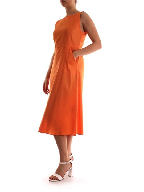 ABITO MIDI IN POPELINE DI COTONE DONNA ARANCIO