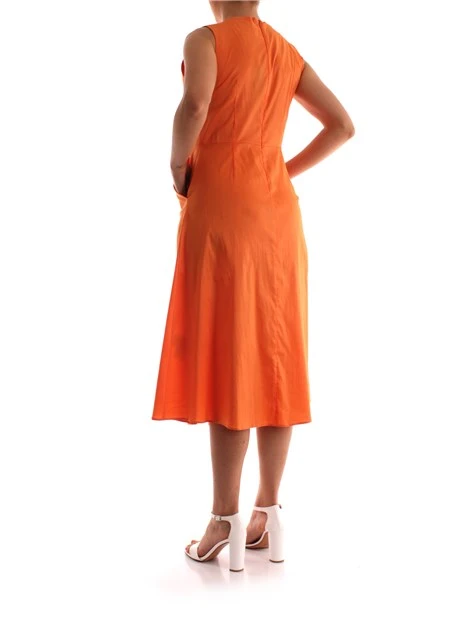 ABITO MIDI IN POPELINE DI COTONE DONNA ARANCIO