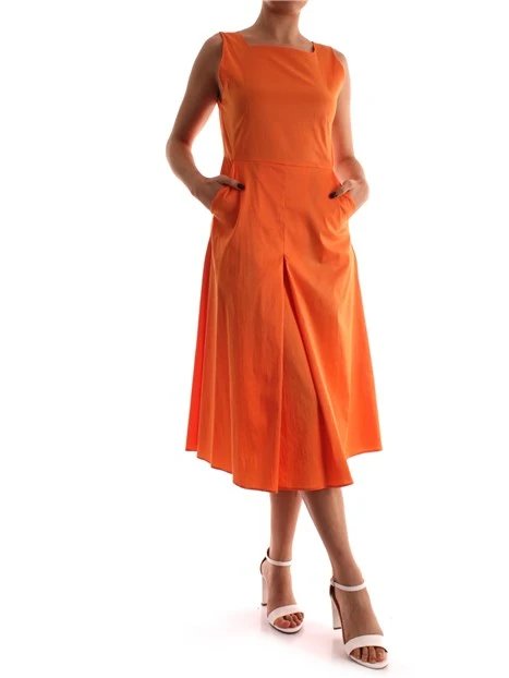 ABITO MIDI IN POPELINE DI COTONE DONNA ARANCIO