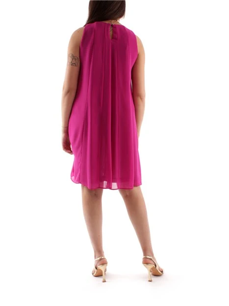 VESTITO CORTO CON ROUCHES DONNA FUCSIA