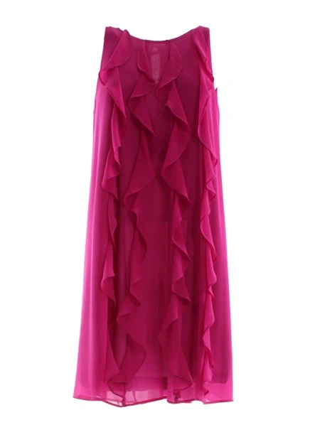 VESTITO CORTO CON ROUCHES DONNA FUCSIA