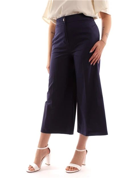 PANTALONE CROPPED TINTA UNITA DONNA BLU