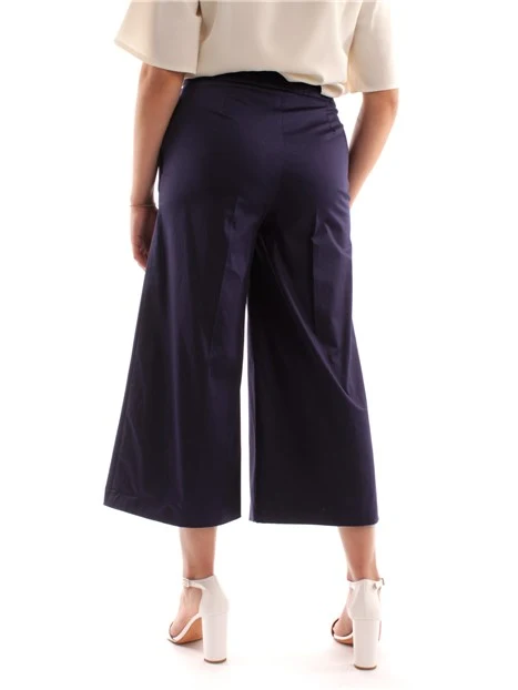 PANTALONE CROPPED TINTA UNITA DONNA BLU