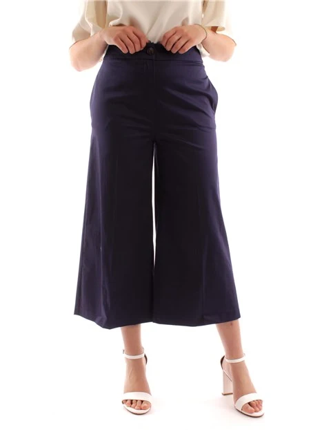 PANTALONE CROPPED TINTA UNITA DONNA BLU