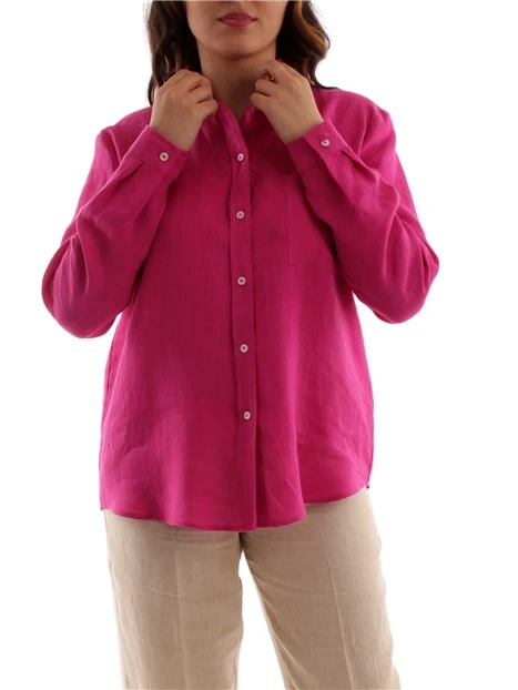 CAMICIA IN LINO TINTA UNITA DONNA FUCSIA