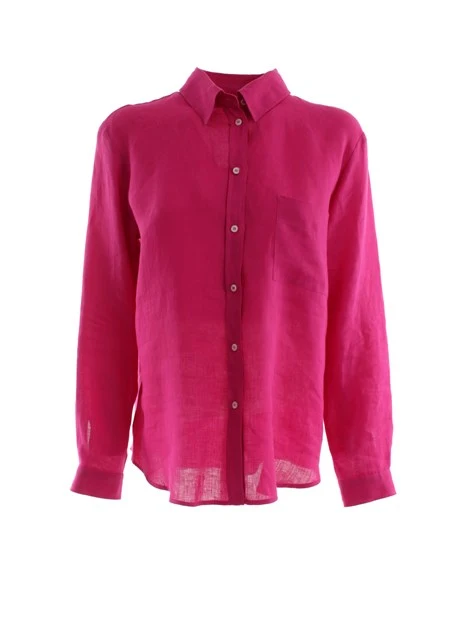 CAMICIA IN LINO TINTA UNITA DONNA FUCSIA