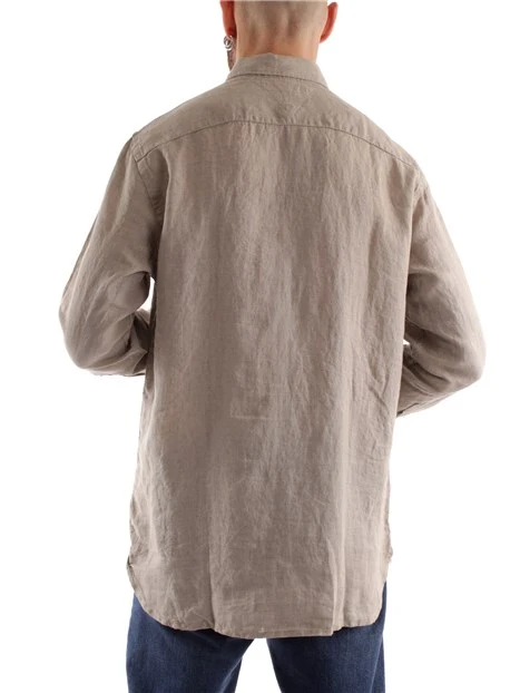 CAMICIA TINTA UNITA IN LINO UOMO BEIGE